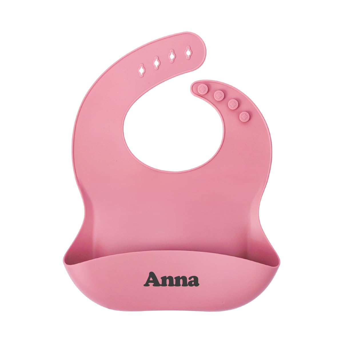TYRY.HU Personalised Silicone Bibs for Babies & Toddlers Customized Name Soft Waterproof Baby Feeding Bib Adjustable with Wide Food Catcher Pocket