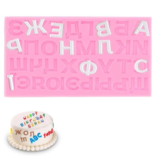 Russian Letter Molds, Silicone Candy Molds Russian Alphabet Silicone Fondant Mould Chocolate Mould for Cake Decorating DIY Baking Craft (Pink)