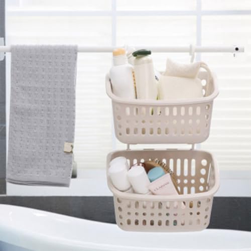 Cesta colgante de plástico beige rectangular para organización en el hogar 5