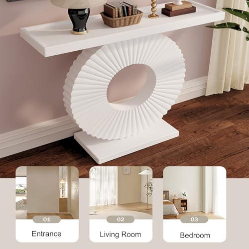 Mesa de pasillo con almacenamiento y base circular para sala de estar 3