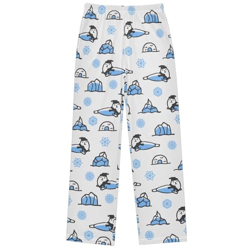 Boy's Pants Seal Black Beanie Hat Snowflake Jogger Pants Elastic Waist Long Bottoms Trousers with Pockets 6-14 Years