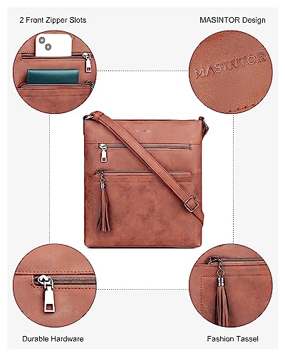 Image of MASINTOR Crossbody Purses for Women, Multi Pocket Casual Crossbody Bag, Adjustable Strap Shoulder Bag with Tassel