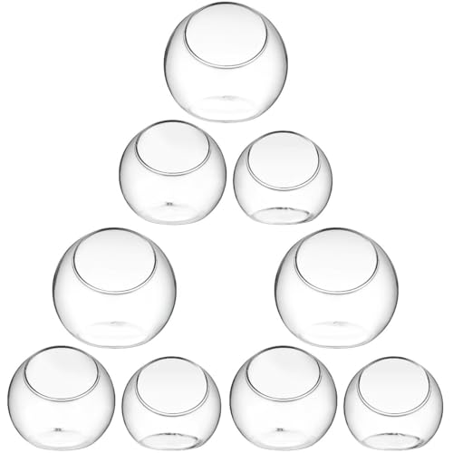 Mipcase Jarrones Vidrio para Terrarios: 9 Piezas Jarrones Vidrio Transparente Cuenco Burbujas Vidrio Transparente Jarrones Esféricos para Decoraciones Centros Mesa