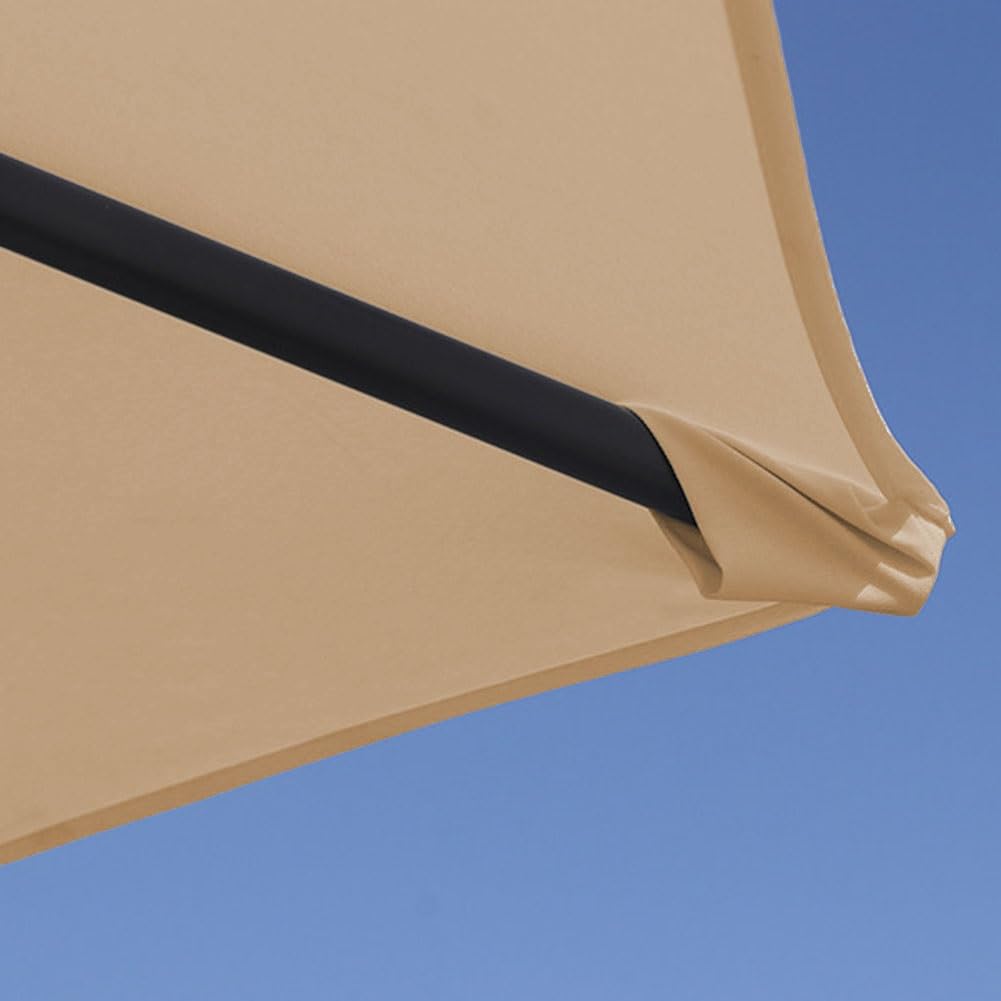 Zewnętrzny parasol ogrodowy 2,7 m, parasol na rynek wentylacyjny ze stalowym drążkiem 3,8 cm, korbą i 8 żebrami na taras, podwórko