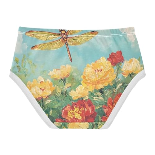 Colorful Girls Underwear Toddlers 2t Cotton Little Girl Panties Dragonfly Yellow Red Flowers Green Briefs Underpants2