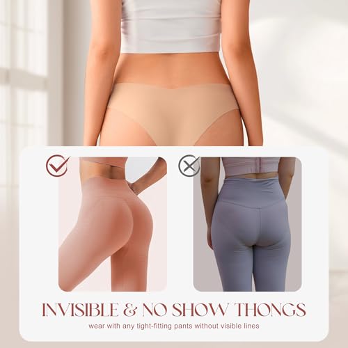 Image of DEANGELMON Women Seamless Bikini Cheeky Underwear Invisible No Show Panties V-Waist Hipster Ladies Soft Stretch Multi Pack