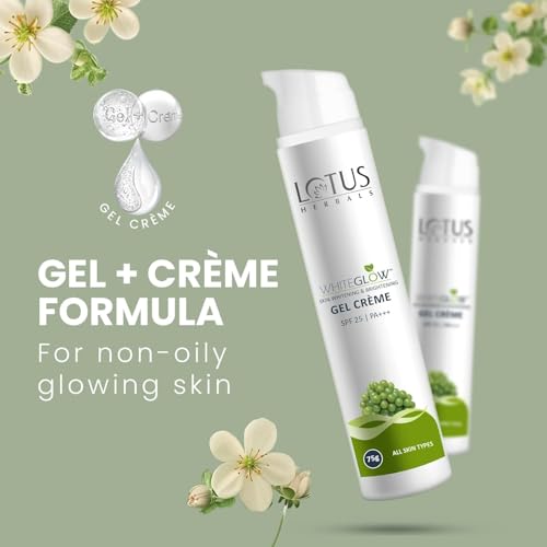Image of Lotus Herbals WhiteGlow Skin Whitening And Brightening Gel Cream| Hydrates, Removes Dark Spots And Tanning, Gives Radiant Glow | With Niacinamide | Face Cream For Men And Women| All Skin Types | 75g Pack of 3
