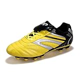 Brichaka Fußballschuhe Kinder FG Jungen Mädchen Professionelle Fußballschuh Erwachsene Trainingsschuhe Athletics Outdoor Sneaker gelb schwarz 38 EU