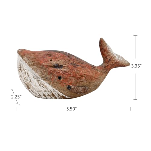 Figura decorativa de ballena de madera para mesa 3.35 pulg miniatura 2