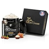 ZF Beef Tallow for Skin and Face - Tallow and Honey Balm for Face with Raw Honey & Jojoba Oil - Whipped Grass Fed Beef Tallow Face Moisturizer & Tallow Face Cream - Unscented 4 oz