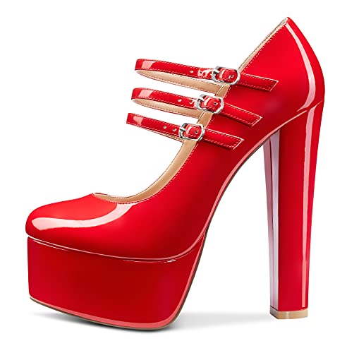 Castamere Womens High Heels Platform Sexy Pumps Strappy Round Toe Pump 15CM Heel Office Dress2