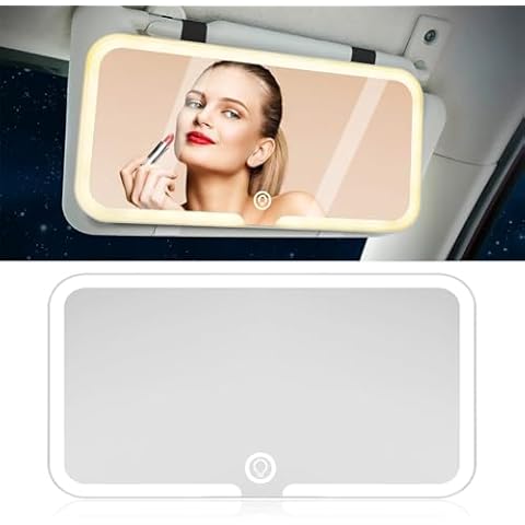 WHENZOO LED Car Vanity Mirror with Touch Control Cover