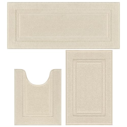 SHACOS Soft Fluffy Bathroom Runner Rugs Set of 3 Bath