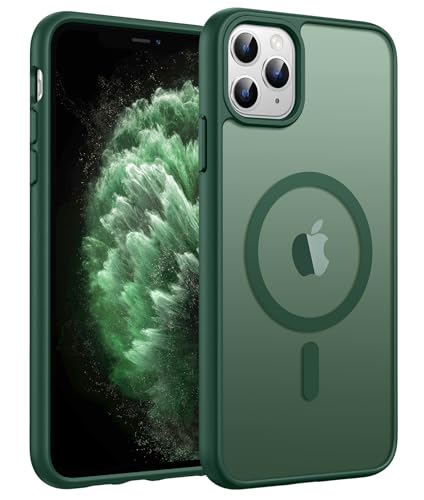 FNTCASE for iPhone 11 Pro Case: [Compatible with Magsafe] Translucent Matte Magnetic Phone Cover - Military Grade Drop Protection Shockproof Protective for iPhone 11Pro 2019 Cases - Green