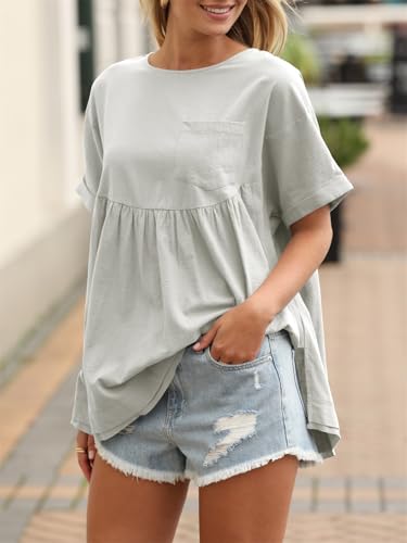 Image of Tankaneo Womens Summer Babydoll Tops Casual Loose Fit Peplum Oversized Tunic Shirts