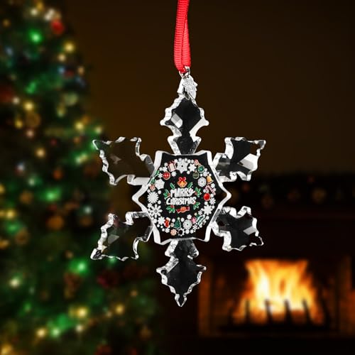 Crystal Snowflake Ornaments - 2024 Christmas Tree Hanging Decor