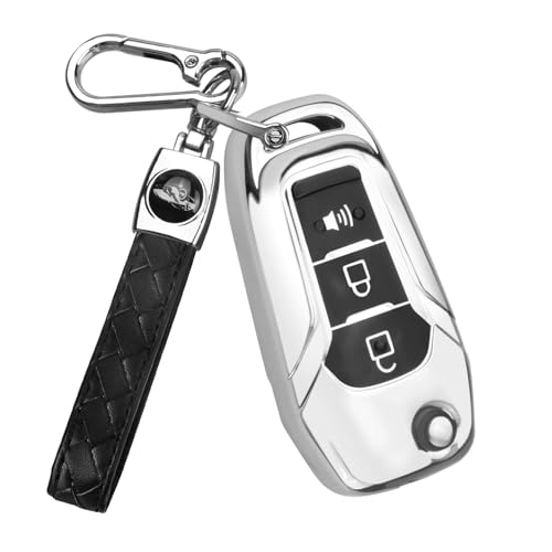 QBUC for Ford Key fob Cover,Protector for 2015-2019 Ford F150 F250(Silver