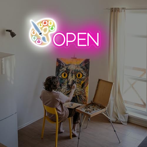 Image of Paint Tray Open Neon Sign Art LED Light Painting Room Wall Decor | USB Powered Dimmable Paint Palette Neon Sign Art Studio Decor 17.7 inchx7.7 inch
