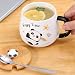 Imagen de Eabdice Taza de Café de Cerámica con Tapa de Panda 3D y Cuchara
