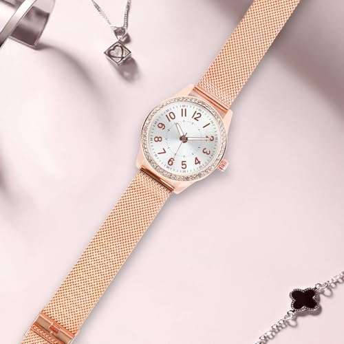 Image of Women's Watches Ladies Analog Quartz Wrist Watch with Stylish Crystal Diamonds for Women Girls(Rose Gold)