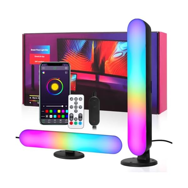 HuuppHip Smart LED Light Bar 2 Pack, RGB Smart Desk Lamp TV Backlight with Multiple Lighting Effects and Music Modes, Sync with Music, APP Remote Control Ambient Lighting Flow Light Bar for Gaming/TV/PC/Room [Energy Class E] - Image 9