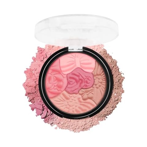 Flower Blush for Cheeks, Matte Shimmer Face Blush Powder, Eyeshadow Contour Multiuse Facial Make up Palette,Long Lasting Waterproof Embossed Blusher,Christmas Makeup Gift for Women-03#Rose Red Cover