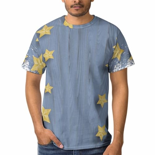 T-shirt Étoiles Jaunes homme col rond tee shirt manches courtes imprimé graphique original