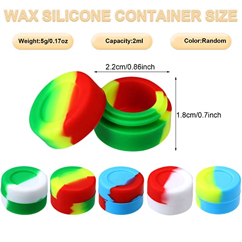 Outus 300 Pcs 2 ml Silicone Wax Containers Non-stick Silicone Wax Containers Multi Use Storage Jars Oil Concentrate Bottles for Home Kitchen Travel, Assorted Colors2