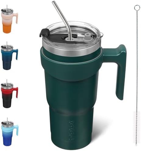 BJPKPK 20 oz Tumbler With Handle Stainless Steel Insulated Tumbler With Lid And Straw Travel Coffee Cups For Women And Men,Army Green