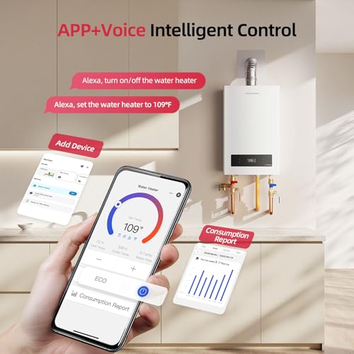 MIZUDO 120,000 BTU Propane Tankless Water Heater Max 5.1 GPM,WiFi&APP