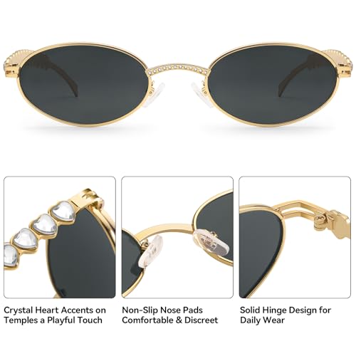 Dollger Oval Retro Sunglasses for Women Men 90s Y2k Trendy Small Metal Frame Sun Glasses Gold Vintage Shades UV400 Protection3