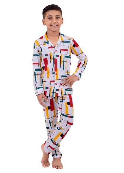 Image of 3BROS Kid's Pure Cotton Full Sleeves Night Suit /Dress for Boys /Girls Full Pajama & Top Sleep Suit Combo Set