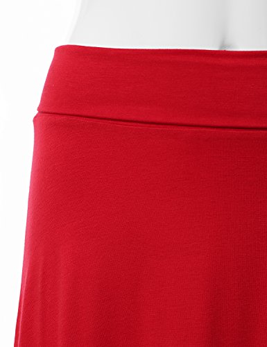 Jj Perfection Women's High Waist Elastic Flared Midi Skirt #TOP2