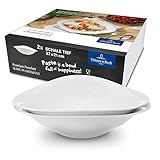 VIELSEITIG EINSETZBAR: Die Nudelteller eignen sich auch für die Gastronomie dank der ergonomischer Form, der stoß- und schlagfester Kanten sowie der Möglichkeit, die Porzellanschüsseln ineinander zu stapeln (platzsparend)