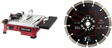 7-Inch Wet Tile Saw with HydroLock Water Containment System and Replaceable 7" Segmented Diamond Blade (3550-02 & SPT4004)