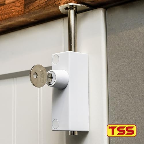TSS White Multi-Purpose Door Bolt with 2 Keys. Security Bolts for Various Door Types. Supplied with Fixtures and Fittings. Universal Door Lock - Image 4