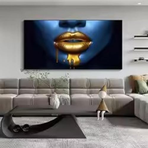 Impression sur toile lèvres bleues art mural premium TONGYINLI 70x140