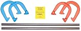 Wrangler Pro Pitching Horseshoes- Made in The USA! (Red & Blue- Complete Game Set (4 Shoes, 2 Stakes & Rule Book))