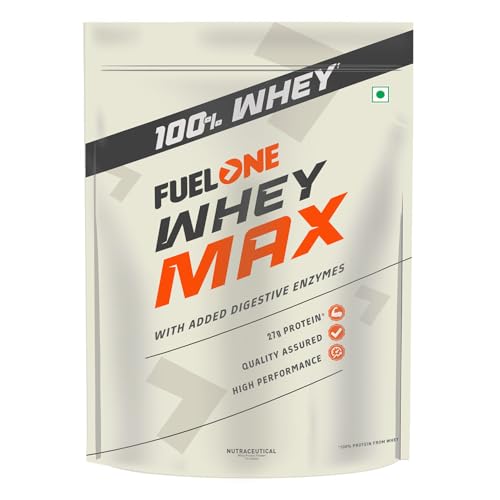 FUELONE Whey Max (Vanilla, 1kg / 2.2lbs), 27g Protein | Whey Protein Concentrate & Whey Protein Isolate