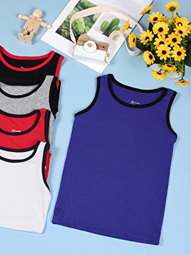 Poroka 5 Pack Boys' Tank Undershirt Sleeveless Tank Tops Assorted Colors Round Neck Cotton Tank Tops #TOP4