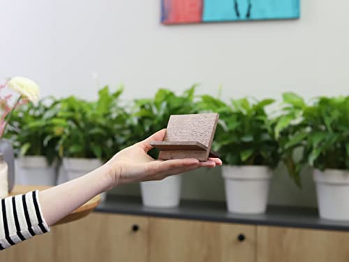Business Card Holder for Desk - Brown Wood Small Cards Holders for Men , Professional Desktop Business Card Stand Display , Wooden Name Card Holder , Modern Design Office Business Cards Holder - Thumbnail 6