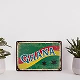 Metallschild mit Ghana-Flagge, Vintage-Stil, lustiges 