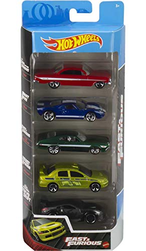 Hot Wheels Fast And Furious 5-Pack Of Toy Cars In 1:64 Scale, Replicas From The Movie With Exclusive Decos (Styles May Vary) #TOP5