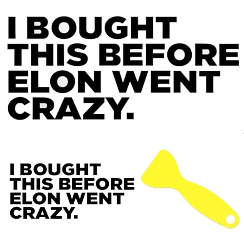 I BOUGHT THIS BEFORE ELON WENT CRAZY Divertente Adesivo,Adesivo per Auto in Vinile con Spatola Plastica,Resistente e Resistente Alle,Lettere Nere,ca. 11,5 x 5,5 cm,per auto per vetri o vernice