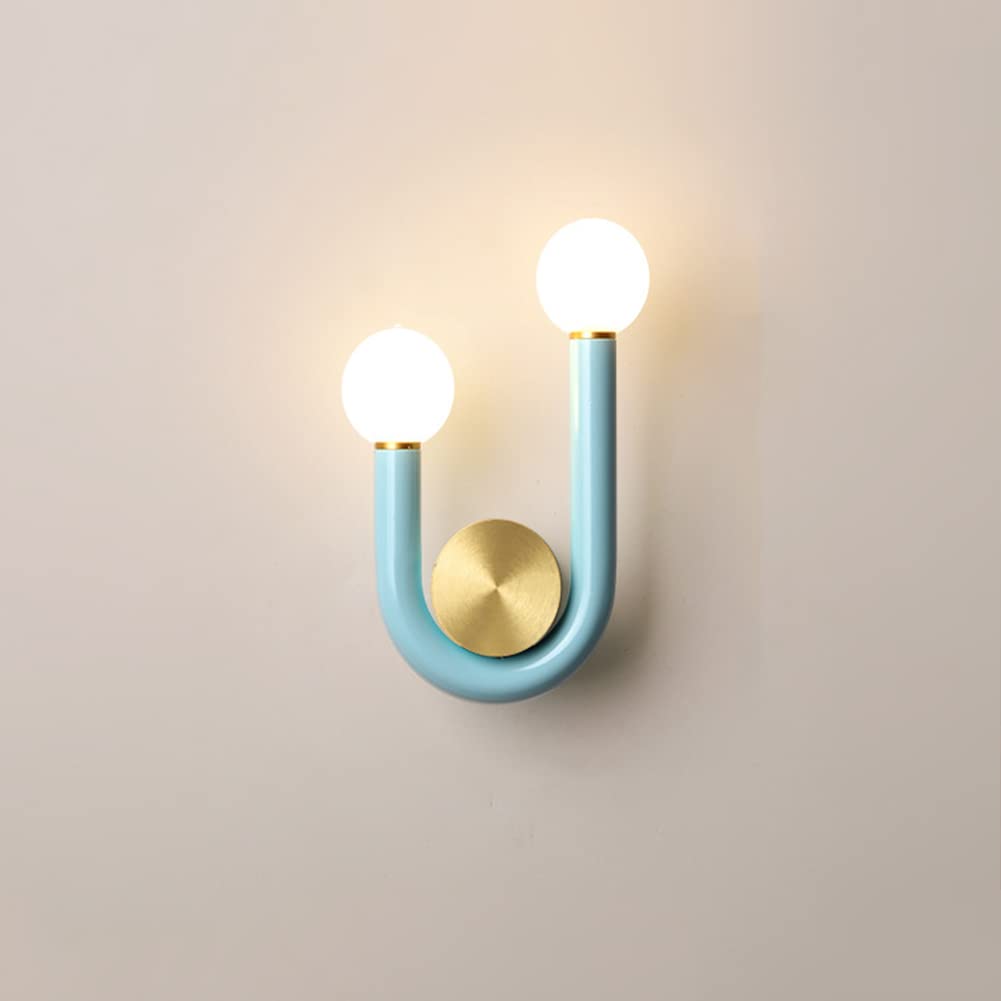 SXSCARKX Wall Light Indoor LED 10W 3000K Warm White Modern Metal Lamp Decorative Sconce for Living Room Bedroom Hallway Corridor Stairs Hall, Blue