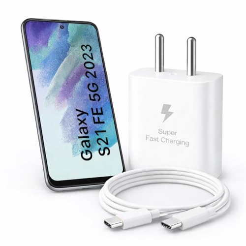 Image of 25W Charger for Samsung Galaxy S21 fe with Type-C to C Cable | Super Fast Charging PD Adapter for Galaxy S26 /S25 Ultra, S24 FE, M17e /A36 /A16, M15 /M17 /M55 5G, F17 /F70e /Z Fold & S /A /M /F /Z Series Phones