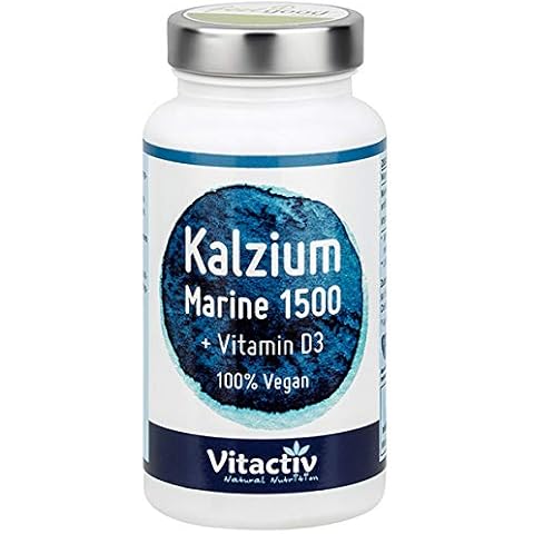 VITACTIV Kalzium Marine 1500 + Vitamin D3 - mit marinem Kalzium aus Meeresalgen - "Meeresmineral" & "Sonnenvitamin" - für Knochen, Muskeln, Energiestoffwechsel - 100% natürlich - vegan - 60 Kapseln Cover