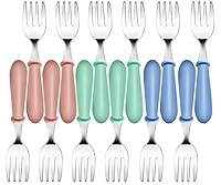 Jeffbaubl 12 Stück Baby Gabel,Kinder Gabeln BPA-Frei,Kleine Gabel Utensilien,Kindergabel aus Edelstahl,Kinderbesteck ab 1 jahr,Kinder Gabel für Baby Kleinkind Esslernbesteck,3 Farben