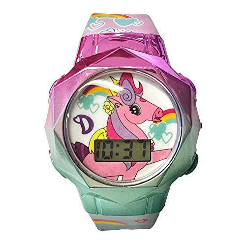 Accutime Kids Love, Diana Pink Rainbows Unicorns Digital Flashing LCD Quartz Wrist-Watch with Ring and Bracelet Accessories for Girls, Boys and Toddlers (Model: LDA40003AZ)2