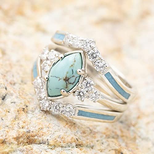 Sterling Silver Natural Gemstone Diamond 3 PCS Set Ring Simple Fashion Jewelry Popular Accessories Ring Gifts3